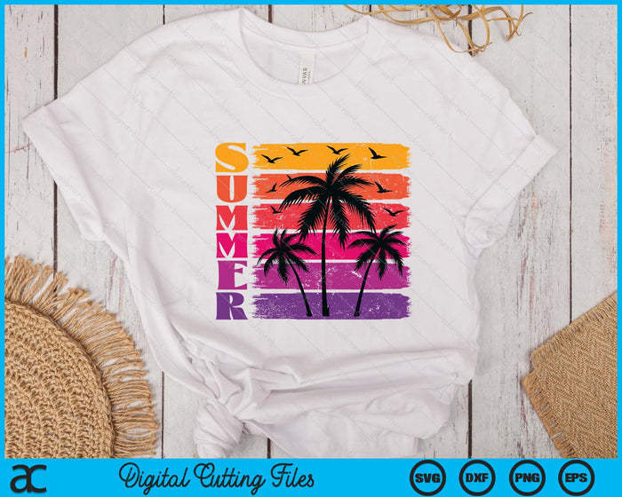 Summer Palm Trees And Sunset Beach SVG PNG Digital Printable Files