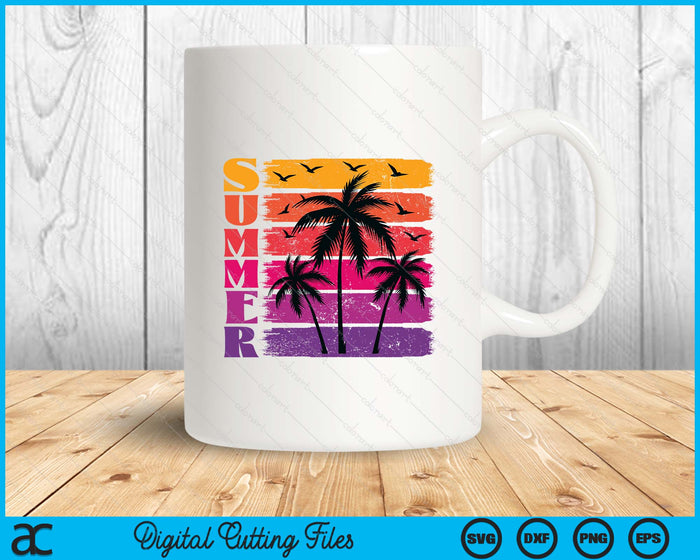 Summer Palm Trees And Sunset Beach SVG PNG Digital Printable Files