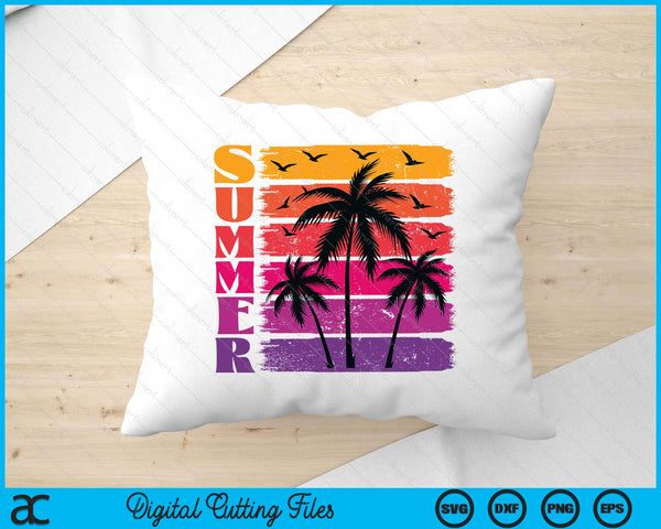Summer Palm Trees And Sunset Beach SVG PNG Digital Printable Files