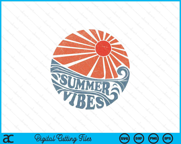 Summer Vibes Vintage Retro 70's Beach Vacation SVG PNG Digital Printable Files