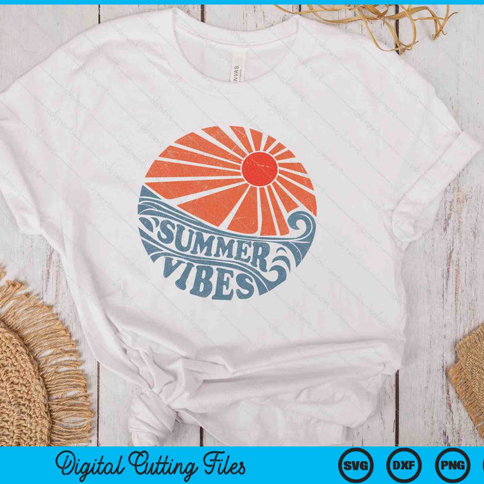 Summer Vibes Vintage Retro 70's Beach Vacation SVG PNG Digital Printable Files