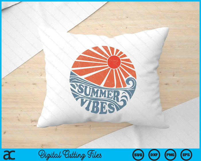 Summer Vibes Vintage Retro 70's Beach Vacation SVG PNG Digital Printable Files