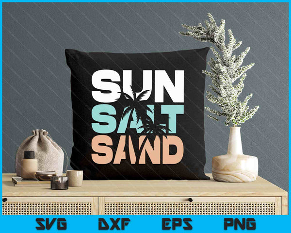 Sun Salt Sand Summer Retro Colourful Happy Holiday Palm Trees SVG PNG Digital Printable Files