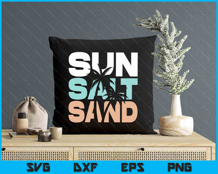 Sun Salt Sand Summer Retro Colourful Happy Holiday Palm Trees SVG PNG Digital Printable Files