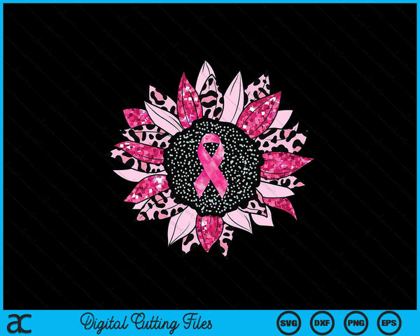 Sunflower pink breast cancer awareness SVG cut file