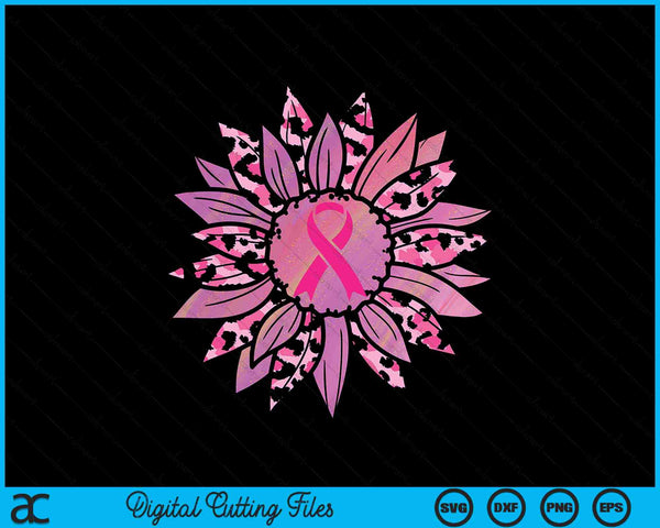 Sunflower pink breast cancer awareness warrior SVG cut file