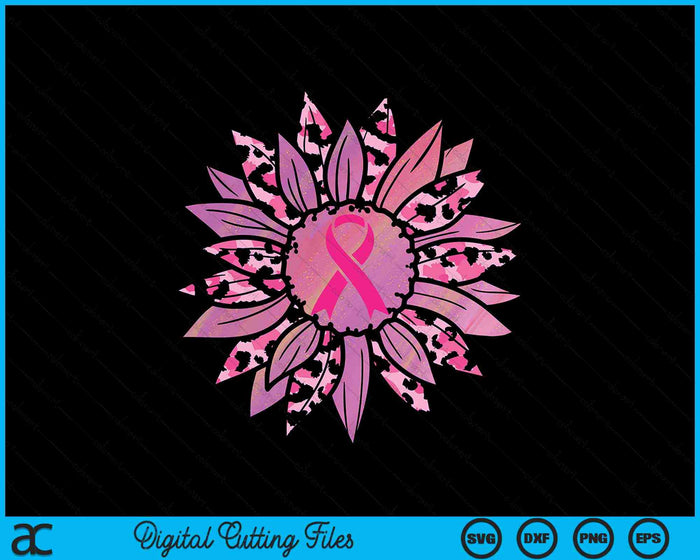 Zonnebloem roze borstkanker bewustzijn Warrior SVG PNG digitale snijbestanden