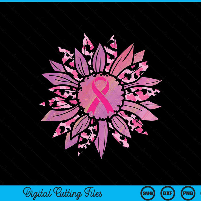 Sunflower pink breast cancer awareness warrior SVG cut file
