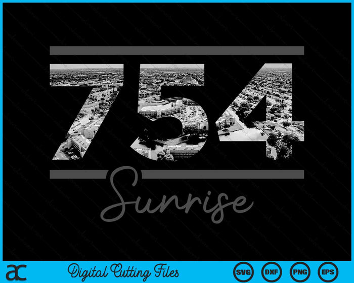 Sunrise 754 Area Code Skyline Florida Vintage SVG PNG Cutting Files ...
