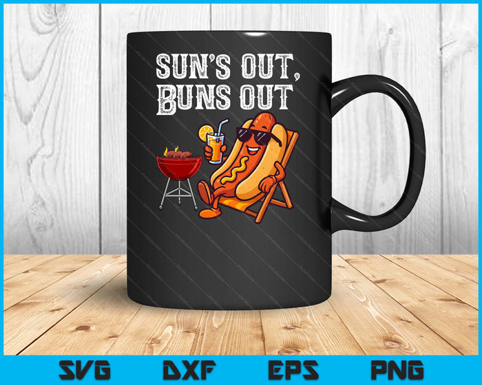 Suns Out Hot Dog Buns Out Funny Sausage BBQ Food Lover SVG PNG Digital Printable Files