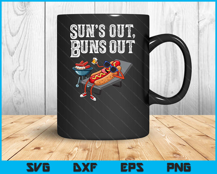 Suns Out Hot Dog Buns Out Funny Sausage BBQ Food Lover SVG PNG Digital Printable Files