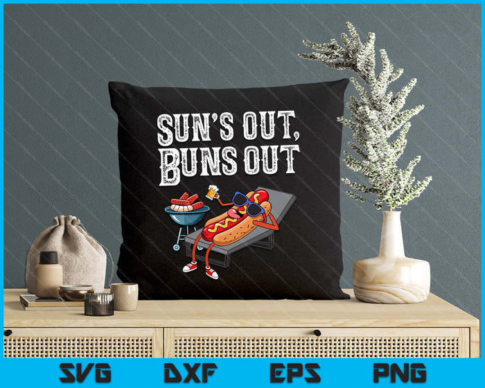 Suns Out Hot Dog Buns Out Funny Sausage BBQ Food Lover SVG PNG Digital Printable Files