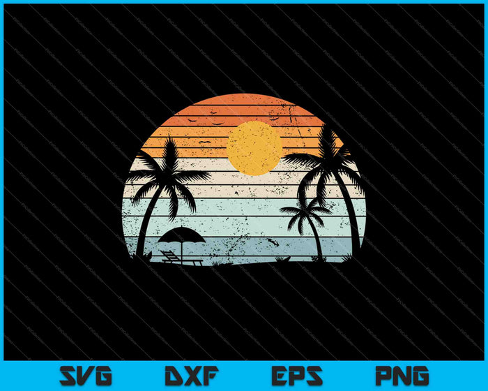 Sunshine Summer Vibes Palm Trees Beach SVG PNG Cutting Printable Files