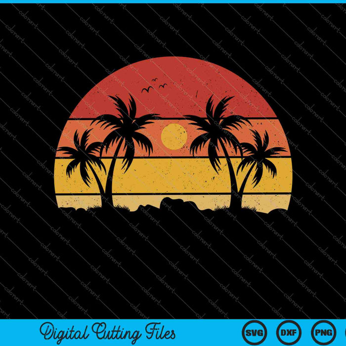 Sunshine Summer Vibes Palm Trees Beach SVG PNG Cutting Printable Files