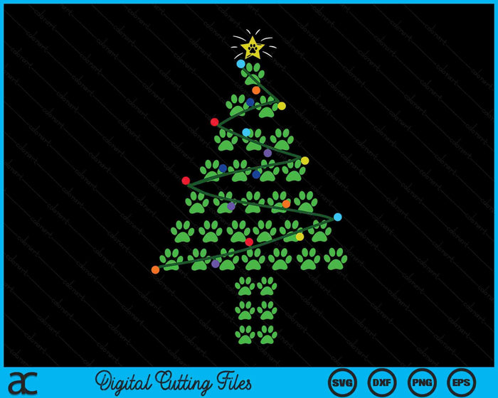 Super Cute Dog Paws Print Christmas Tree SVG PNG Digital Cutting File