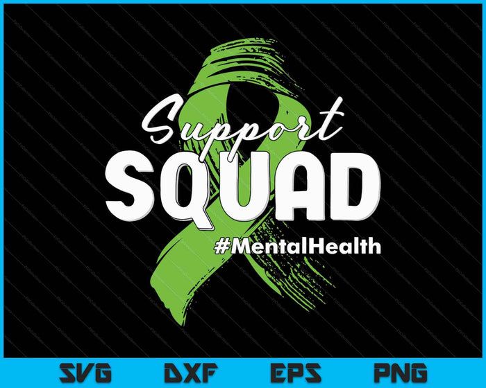 Escuadrón de apoyo Concientización sobre la salud mental Cinta verde lima SVG PNG Cortar archivos imprimibles