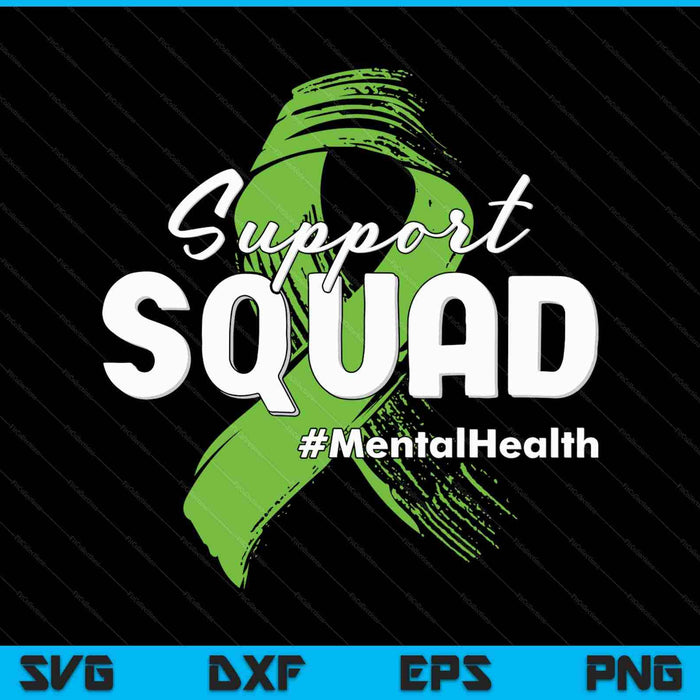 Escuadrón de apoyo Concientización sobre la salud mental Cinta verde lima SVG PNG Cortar archivos imprimibles