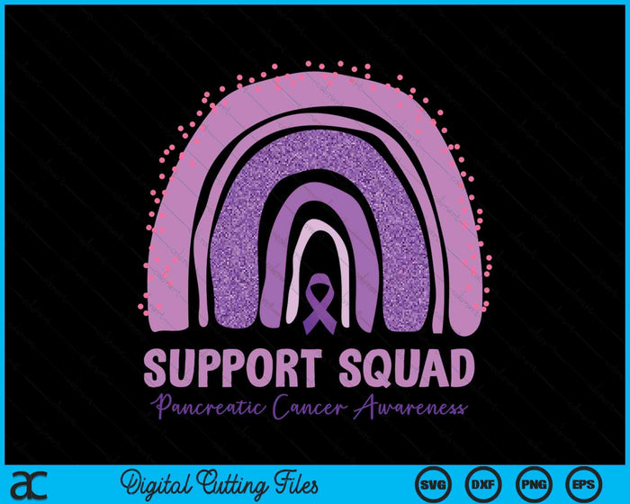 Support Squad Pancreatic Cancer Awareness Rainbow Purple SVG PNG Digital Cutting File