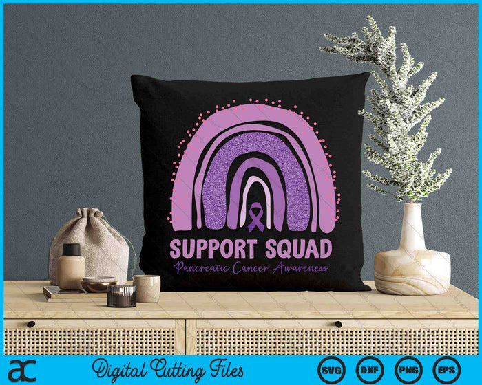Support Squad Pancreatic Cancer Awareness Rainbow Purple SVG PNG Digital Cutting File