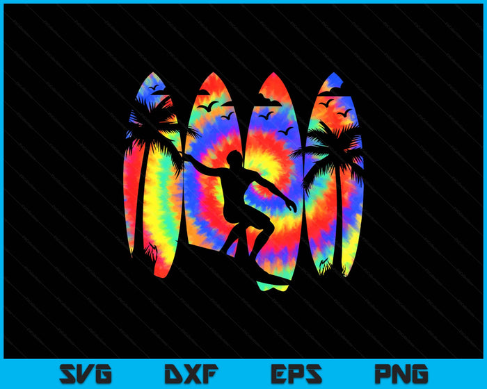 Surfer Surfboard Vintage Surfing Beach Summer Surf Tie Dye SVG PNG Digital Printable Files