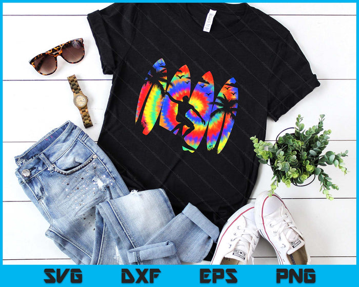 Surfer Surfboard Vintage Surfing Beach Summer Surf Tie Dye SVG PNG Digital Printable Files