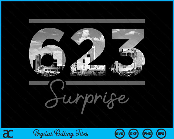 Verrassing 623 Netnummer Skyline Arizona Vintage SVG PNG digitale snijbestanden