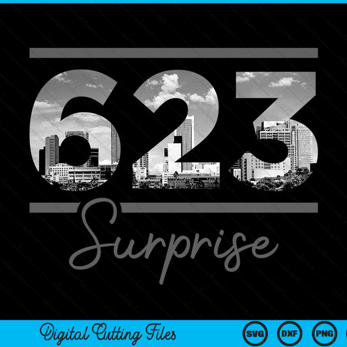 Surprise 623 Area Code Skyline Arizona Vintage SVG PNG Digital Cutting Files