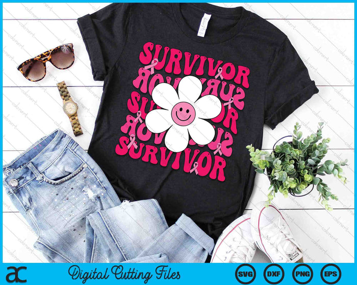 Survivor Breast Cancer Awareness Retro Groovy Breast Cancer SVG PNG Digital Cutting File