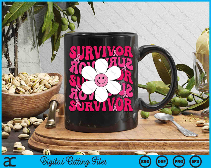 Survivor Breast Cancer Awareness Retro Groovy Breast Cancer SVG PNG Digital Cutting File