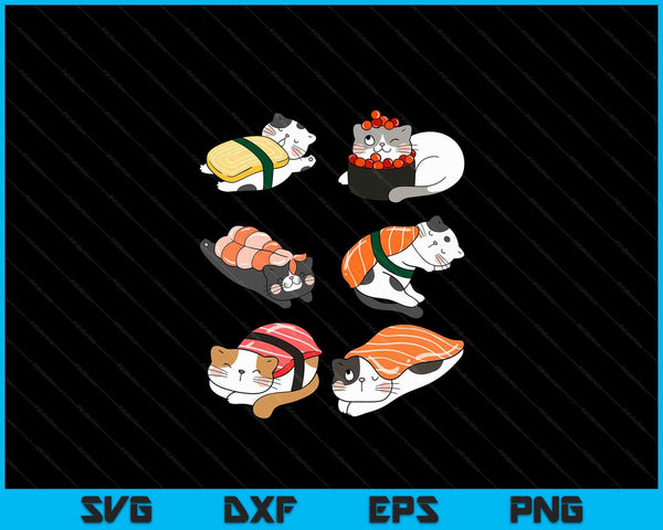 Sushi katten Sushi minnaar kattenliefhebber Kawaii Anime Neko SVG PNG digitale snijbestanden