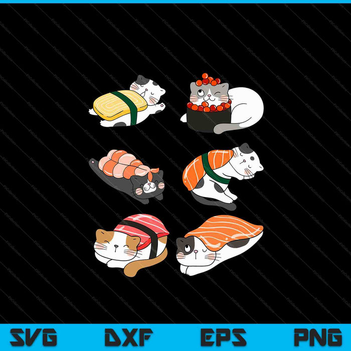 Sushi Cats Sushi Lover Cat Lover Kawaii Anime Neko SVG PNG Digital Cutting Files