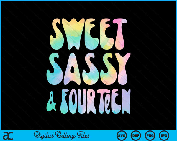 Sweet Sassy And Fourteen 14th Birthday 14 Year Old SVG PNG Digital Cutting Files