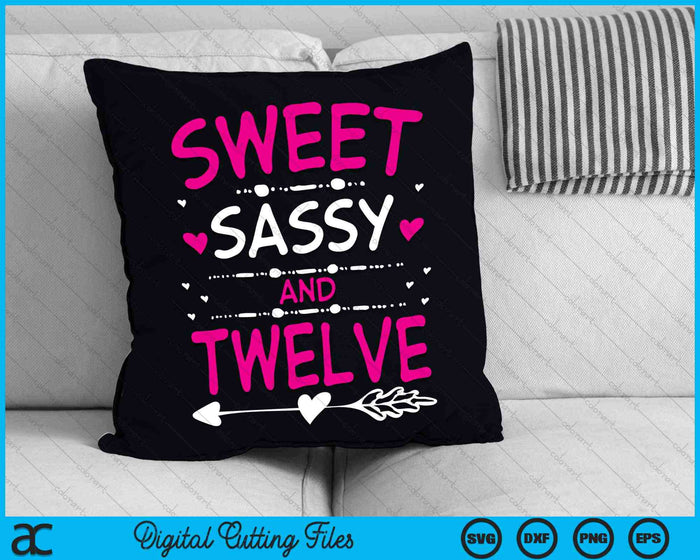 Sweet Sassy en twaalf gelukkige 12e verjaardag SVG PNG digitale snijbestanden