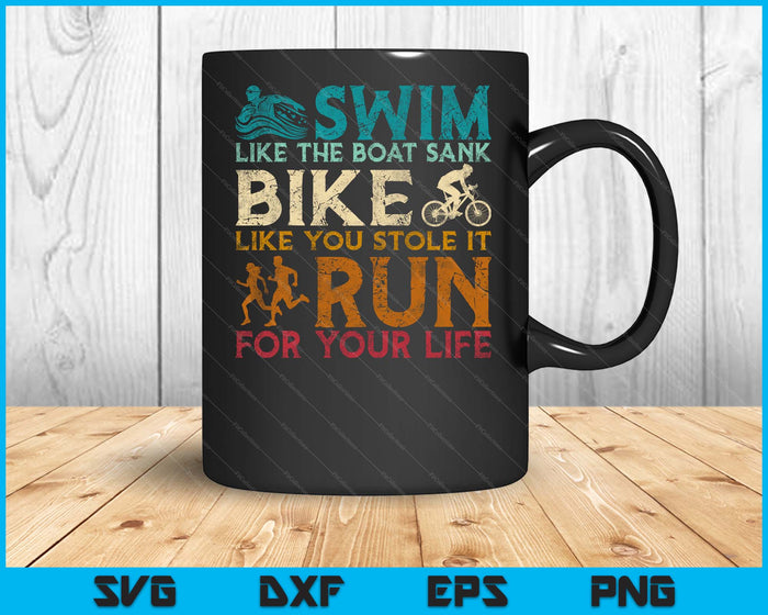 Swim Bike Run Funny Triathlon SVG PNG Digital Printable Files