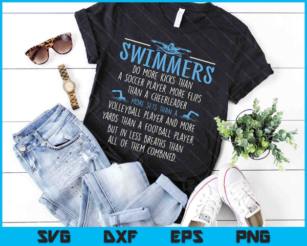 Swimmers Facts Funny Swimming Swim Coach SVG PNG Digital Cutting Files