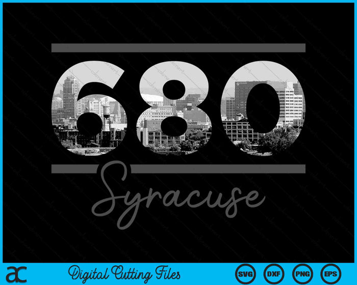 Syracuse 680 Netnummer Skyline New York Vintage SVG PNG digitale snijbestanden