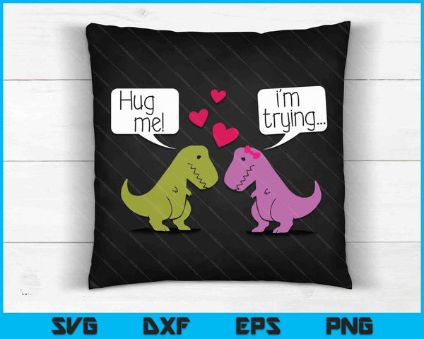 T-Rex dinosaurus paar knuffel me Valentijnsdag grappige SVG PNG digitale snijbestanden