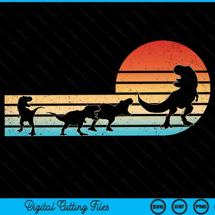 T-Rex Dinosaur March Retro Sunset T-Rex SVG PNG Digital Cutting Files
