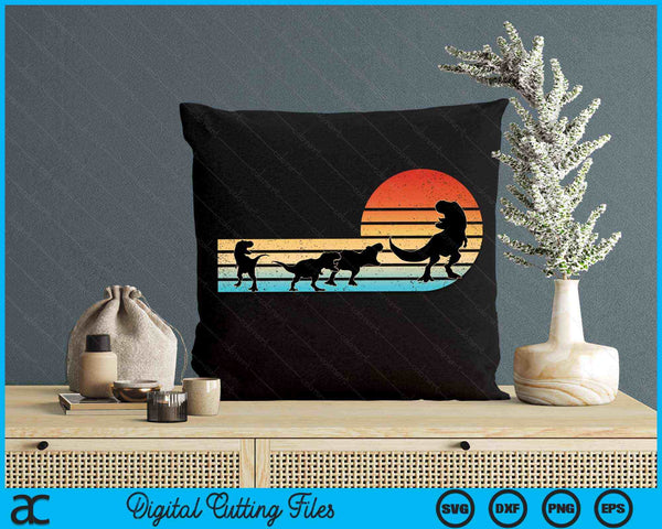 T-Rex Dinosaur March Retro Sunset T-Rex SVG PNG Digital Cutting Files