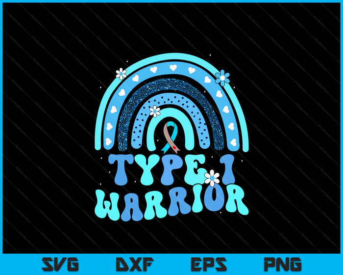 T1D Warrior Type 1 Diabetes Awareness Blue Ribbon SVG PNG Digital Printable Files