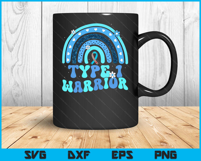 T1D Warrior Type 1 Diabetes Awareness Blue Ribbon SVG PNG Digital Printable Files