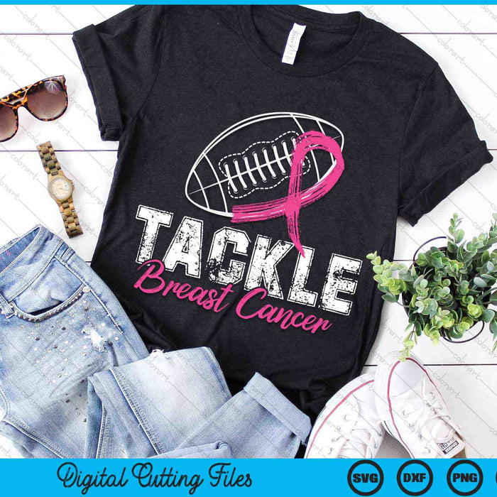 Tackle Breast Cancer Awareness Football Survivor SVG PNG Digital Cutting Files