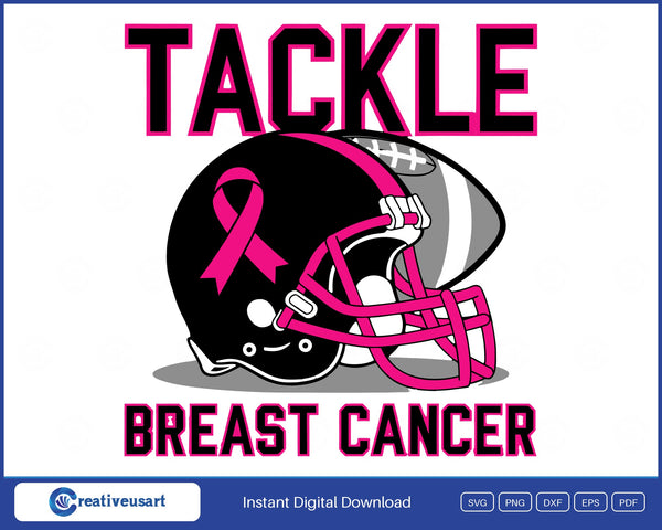 Tackle Breast Cancer Football Helmet Pink Out SVG design on a white background