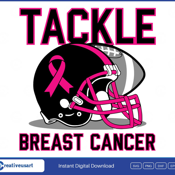 Tackle Breast Cancer Football Helmet Pink Out SVG design on a white background