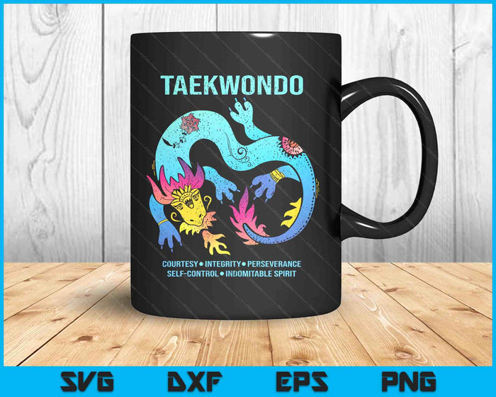 Taekwondo 5 Tenets Colorful Dragon Tae Kwon Do Martial Arts SVG PNG Digital Printable Files