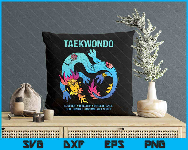 Taekwondo 5 Tenets Colorful Dragon Tae Kwon Do Martial Arts SVG PNG Digital Printable Files