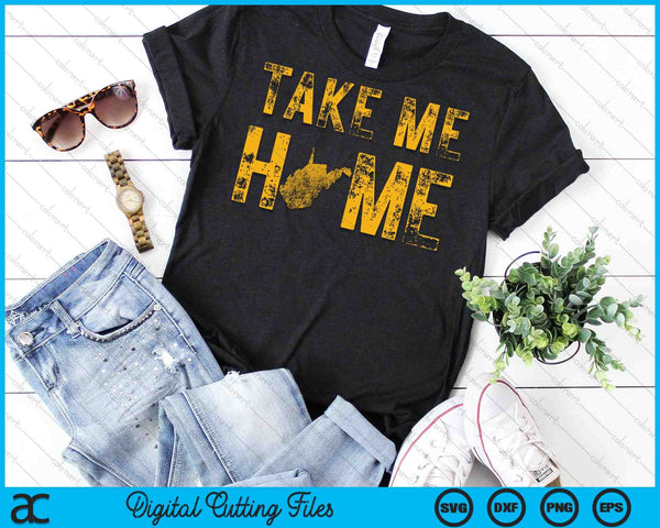 Take Me Home West Virginia Map WV Vintage SVG PNG Digital Cutting Files - on a t-shirt