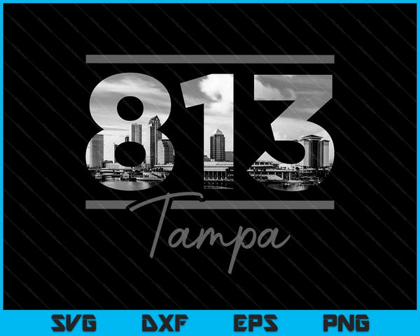 Tampa 813 Netnummer Skyline Florida Vintage SVG PNG Snijden afdrukbare bestanden