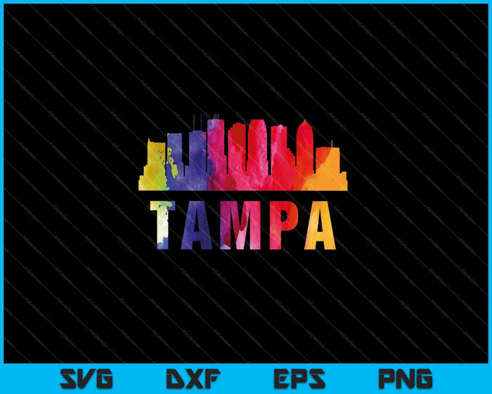 Tampa Watercolor Skyline Home State Souvenir SVG PNG Cutting Printable Files