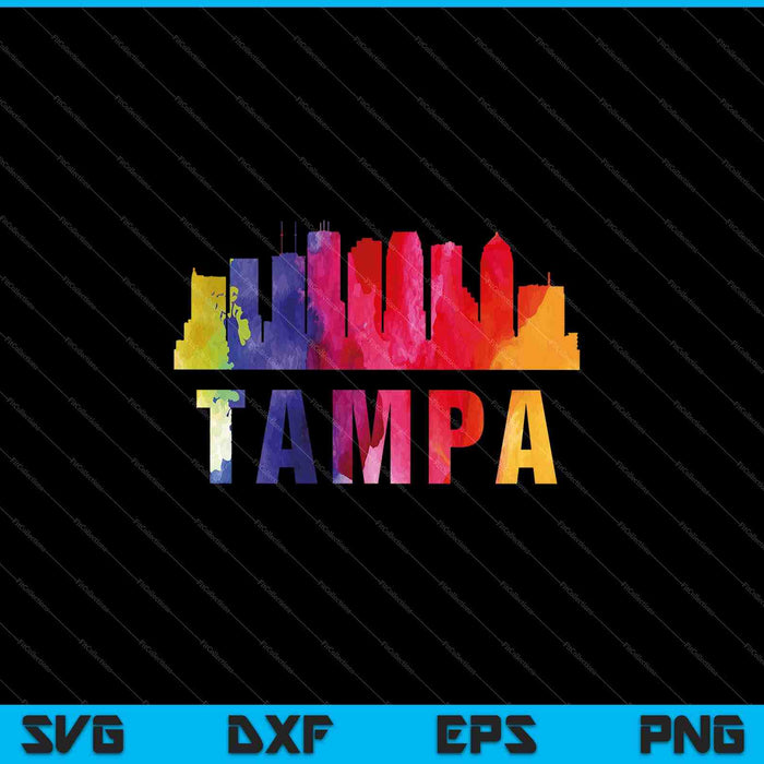 Tampa Watercolor Skyline Home State Souvenir SVG PNG Cutting Printable Files